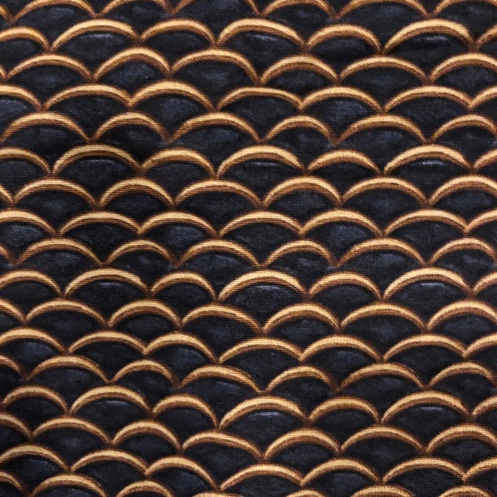 2 yards Gilded Scallops Cotton Fabric